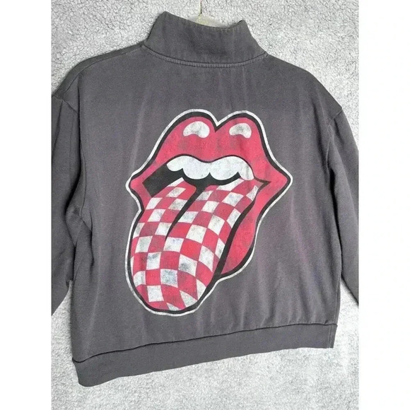 Rolling Stones Gray Sweatshirt Large Logo on Back 1/4 Zip - ?‎ Size - Picture 5 of 6